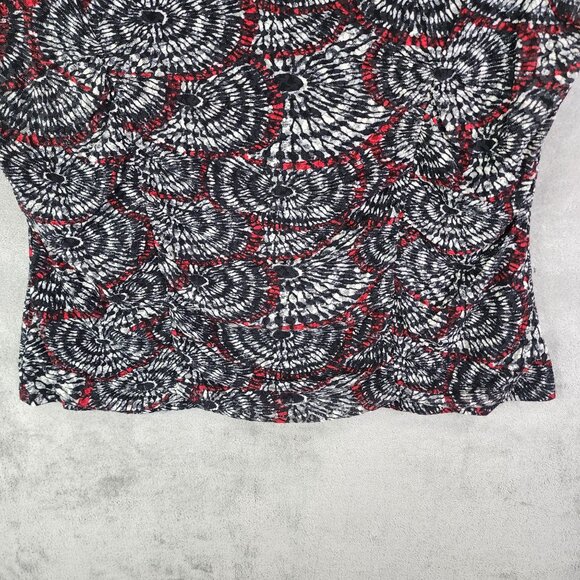 Woman Style & Co Top Shirt V-Neck Short Sleeve Red & Black Abstract Pattern 3X - Picture 3 of 11